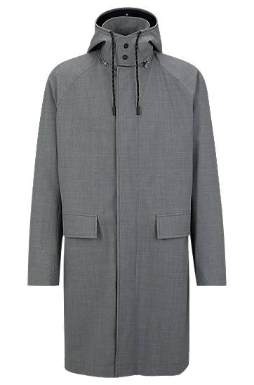 Water-repellent hooded coat in a wool blend, Hugo boss