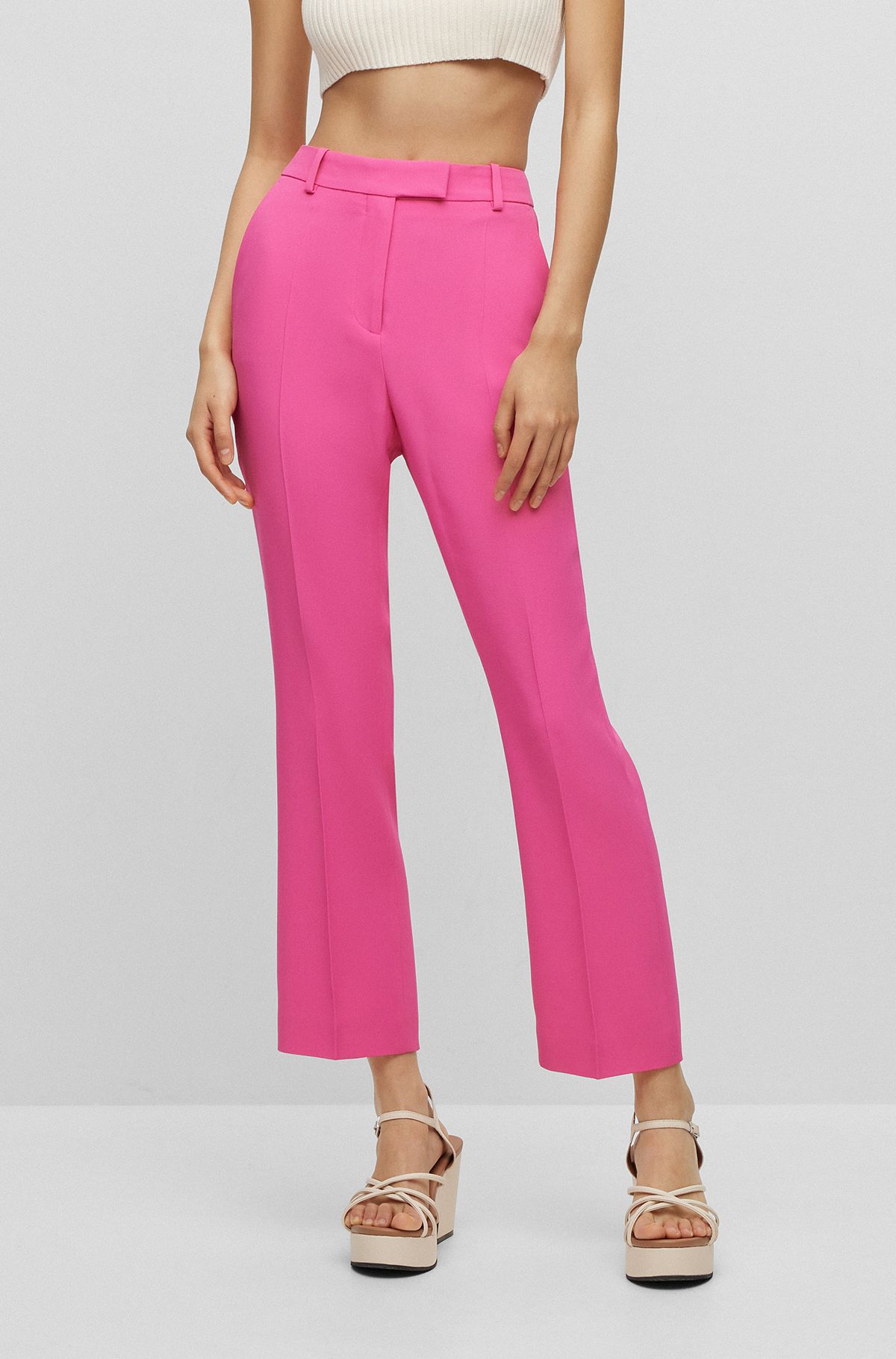 Regular-fit trousers with bootcut leg, Pink
