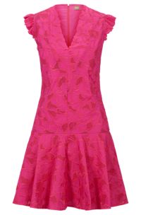 Платье из хлопкового кружева с фестонной окантовкой, Розовый