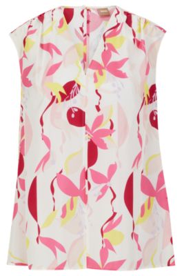 BOSS Relaxedfit top in floralprint silk