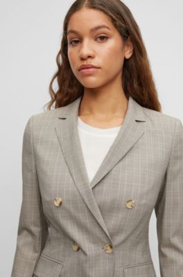 BOSS Casaco de ajuste regular em lã virgem axadrezada e seda