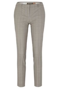 Regular-fit trousers in checked virgin wool and silk, Patterned