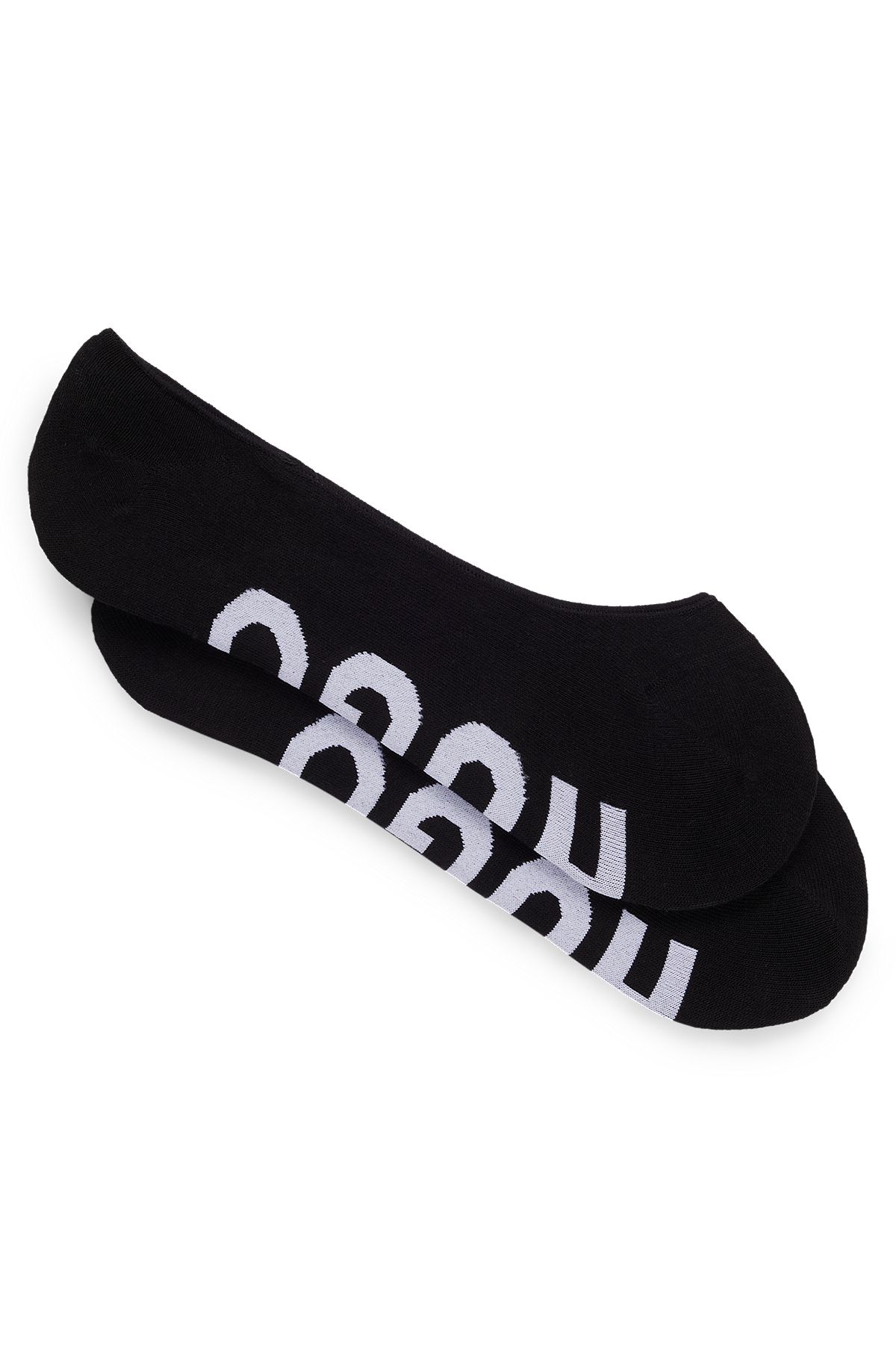 Набор из двух пар носков-невидимок с контрастными логотипами, Черный