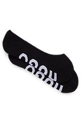 Two-pack of invisible socks with contrast logos, Black