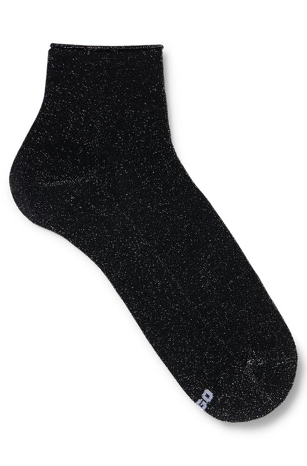 Short-length socks with metallised fibres, Black