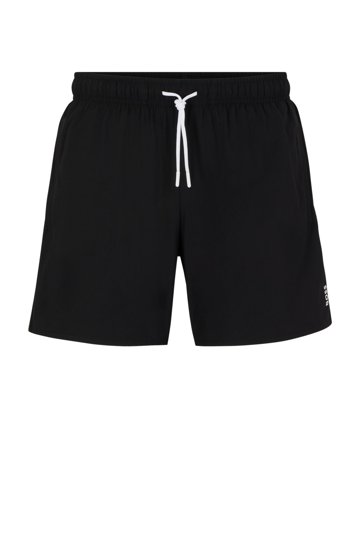 Swim shorts with signature stripe and logo, Black