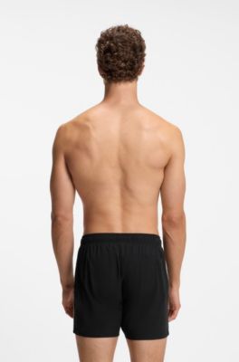 Swim shorts with signature stripe and logo, Black