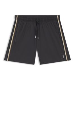 Swim shorts with signature stripe and logo, Dark Grey