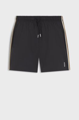 Swim shorts with signature stripe and logo, Dark Grey