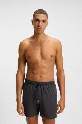 Swim shorts with signature stripe and logo, Dark Grey