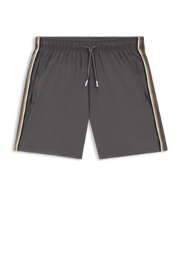 Swim shorts with signature stripe and logo, Dark Grey