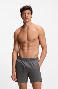 Swim shorts with signature stripe and logo, Dark Grey