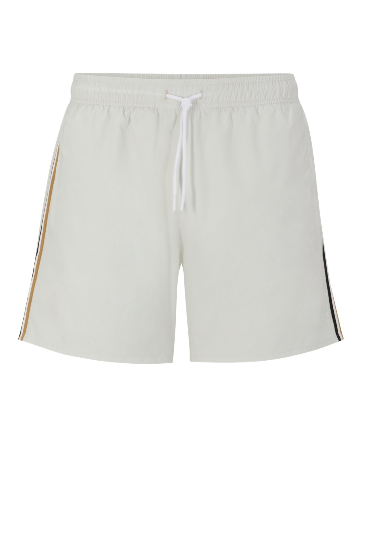 Swim shorts with signature stripe and logo, Light Grey