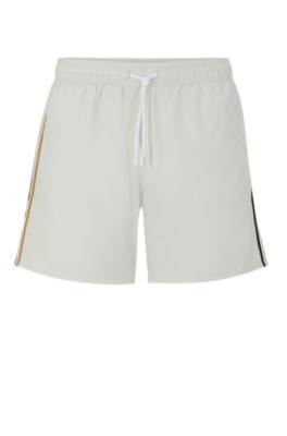 Hugo Boss Recycled-material Swim Shorts With Signature Stripe And Logo