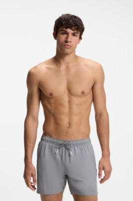 Swim shorts with signature stripe and logo, Light Grey