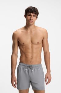 Swim shorts with signature stripe and logo, Light Grey