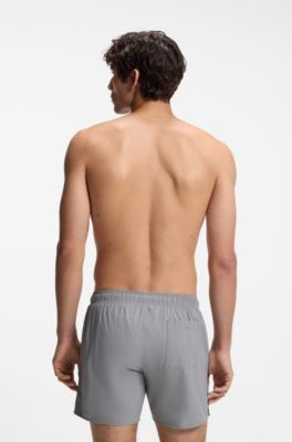 Swim shorts with signature stripe and logo, Light Grey