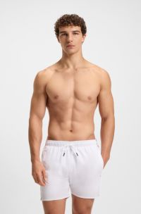 Zwemshort met kenmerkende streep en logo, Wit