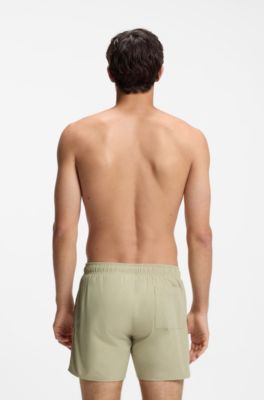 Badeshorts mit Signature-Streifen und Logo, Khaki