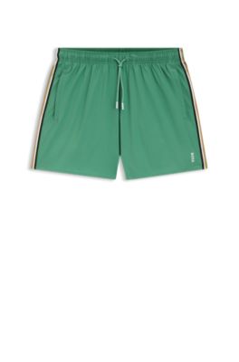 Swim shorts with signature stripe and logo, Green