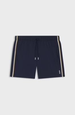 Swim shorts with signature stripe and logo, Dark Blue
