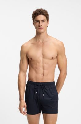 Swim shorts with signature stripe and logo, Dark Blue