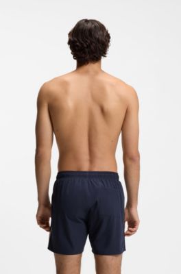 Swim shorts with signature stripe and logo, Dark Blue