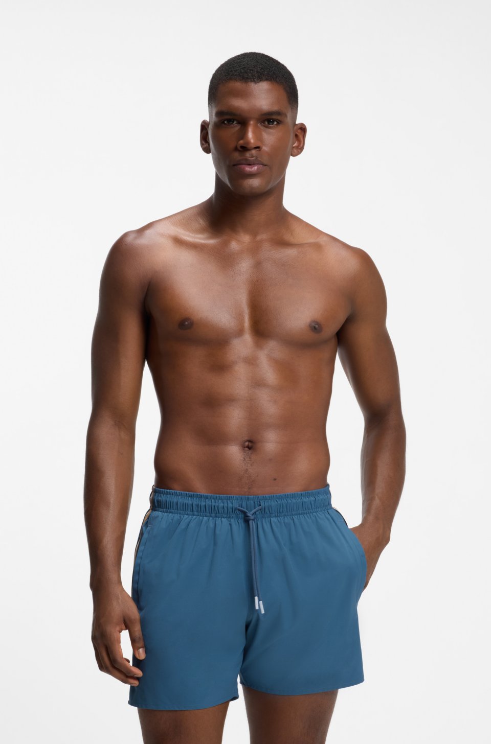 Swim shorts with signature stripe and logo