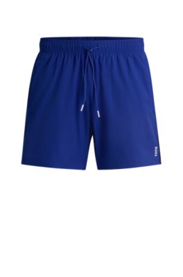 Swim shorts with signature stripe and logo, Blue
