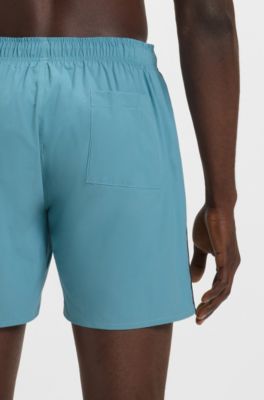 Swim shorts with signature stripe and logo, Light Blue
