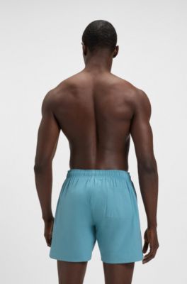 Swim shorts with signature stripe and logo, Light Blue