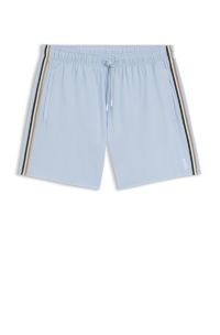 Swim shorts with signature stripe and logo, Light Blue