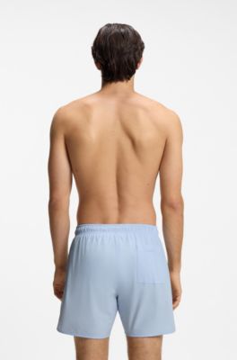 Short de bain avec rayures embl&eacute;matiques et logo, bleu clair