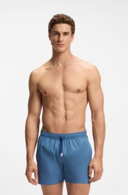 Badeshorts mit Signature-Streifen und Logo, Hellblau