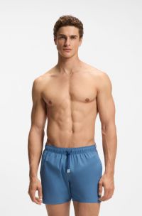 Swim shorts with signature stripe and logo, Light Blue