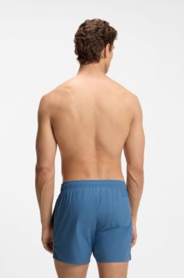 Swim shorts with signature stripe and logo, Light Blue