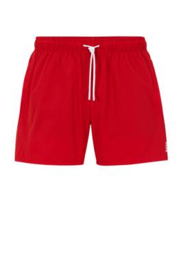 Hugo Boss Recycled-material Swim Shorts With Signature Stripe And Logo In Red