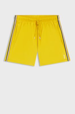 Zwemshort met kenmerkende streep en logo, Geel