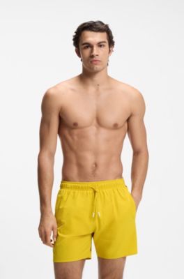 Zwemshort met kenmerkende streep en logo, Geel