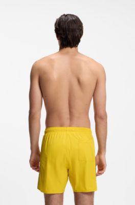 Badeshorts mit Signature-Streifen und Logo, Gelb