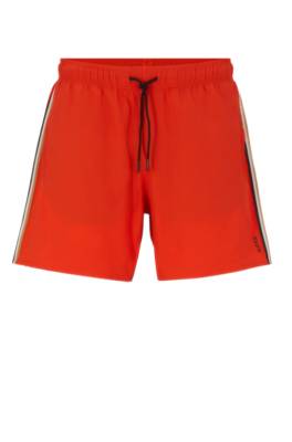 Hugo Boss Recycled-material Swim Shorts With Signature Stripe And Logo