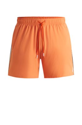 Swim shorts with signature stripe and logo, Orange