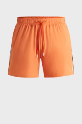 Swim shorts with signature stripe and logo, Orange