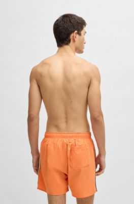 Swim shorts with signature stripe and logo, Orange