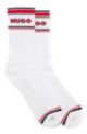 Zweier-Pack kurze Socken mit Streifen und Logo, Weiß