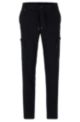 Micro-patterned cargo trousers with a drawcord waist, Black