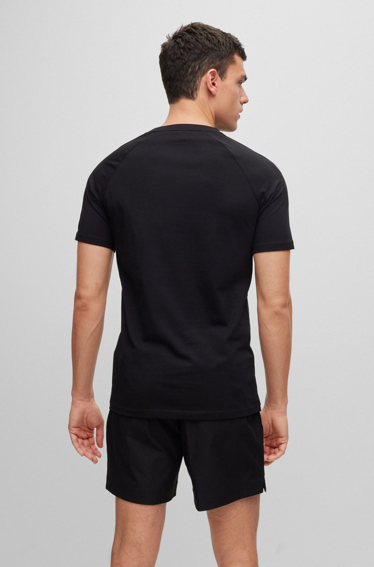 Slim-fit T-shirt met UV-bescherming, Zwart