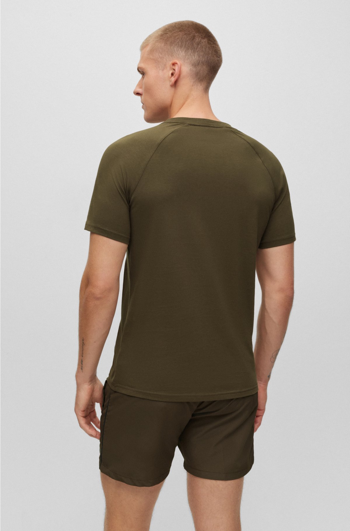 Slim-fit T-shirt with SPF 50+ UV protection, Dark Green