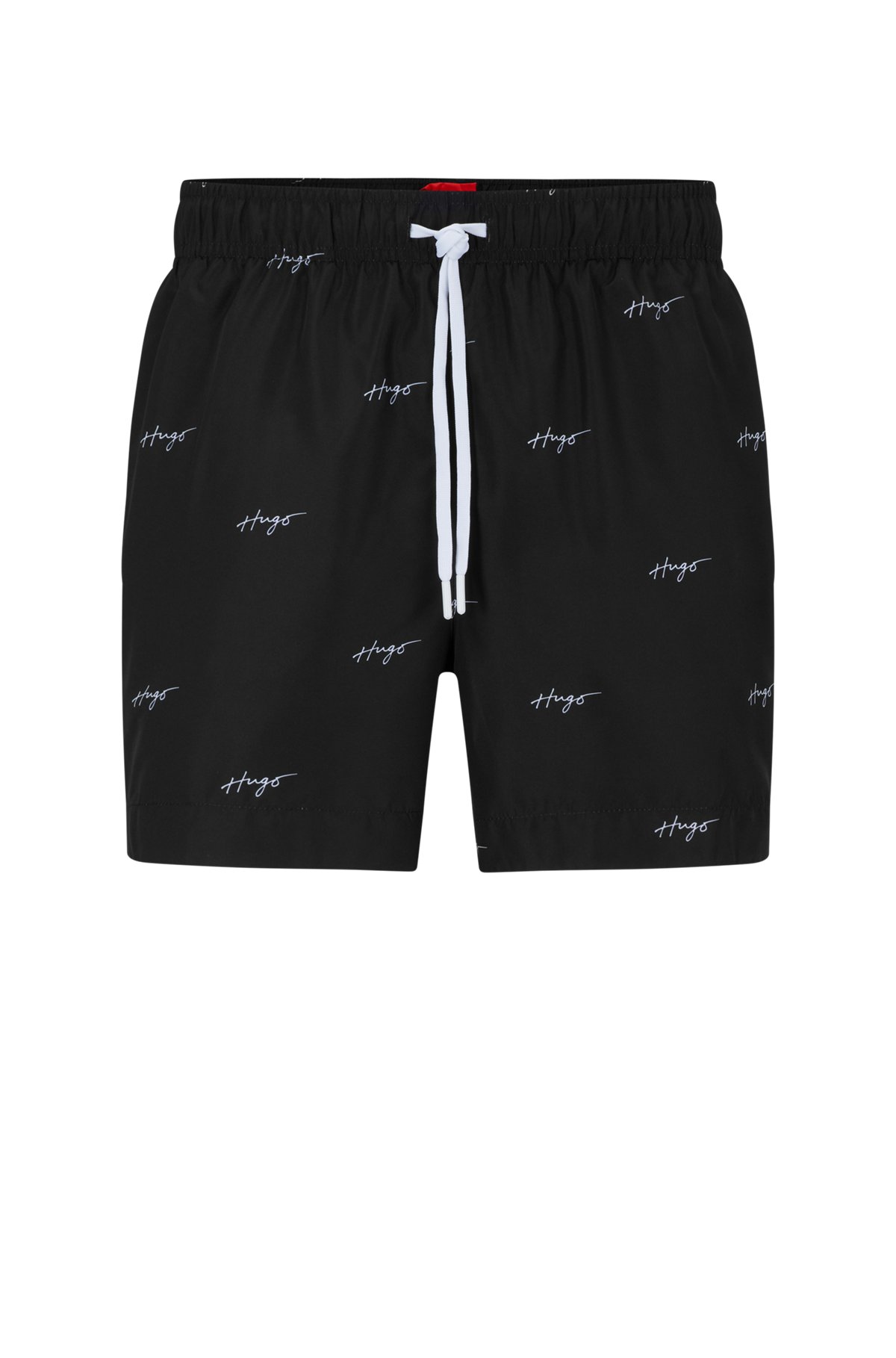 HUGO - Quick-dry recycled-fabric swim shorts with handwritten logos