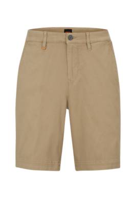 Hugo Boss Tapered-fit Shorts In A Cotton Blend In Neutral